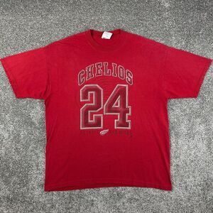 Vintage Y2K Detroit Red Wings Shirt Adult Large Red Chris Chelios #24 NHL Hockey